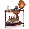  COSTWAY Mappamondo Bar Con Ruote Mobili Porta Liquori Minibar Portabottiglie, 88 X 70 X 45 Cm