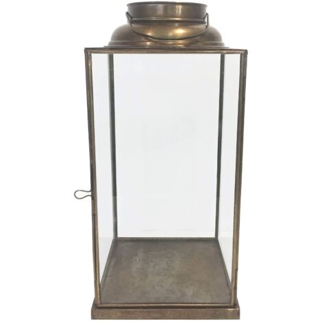  Lanterna In Vetro E Metallo Di Design Moderno Stile Vintage Portacandela Ottone Antico