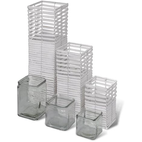  Set 3 Pz Supporto Candela Lavorato A Mano Bianco VidaXL