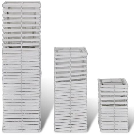  Set 3 Pz Supporto Candela Lavorato A Mano Bianco VidaXL