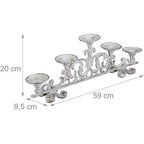  Relaxdays Portacandele Antico, A 5 Bracci Candelabro, Shabby Chic, In Ghisa, Vintage, HxLxP: 20 X 59 X 9,5 Cm, Bianco