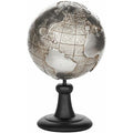  Figura Decorativa Globo Terrestre Argento Piedistallo Nero 18 X 33 Cm Earth