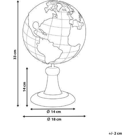  Figura Decorativa Globo Terrestre Argento Piedistallo Nero 18 X 33 Cm Earth