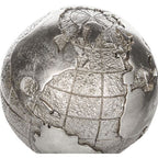  Figura Decorativa Globo Terrestre Argento Piedistallo Nero 18 X 33 Cm Earth