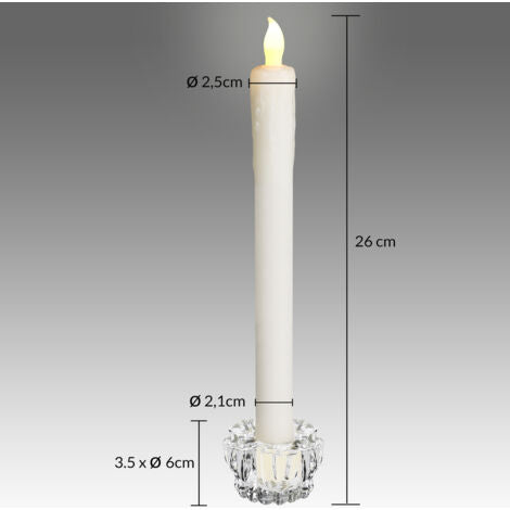  Candele Da Tavolo Set Da 8 Candele LED Con Porta Candele In Vetro Fiamma Tremolante A Batteria Ø 2,1x26 Cm Candele Elettriche Candele Per Candelabro Candele Lunghe