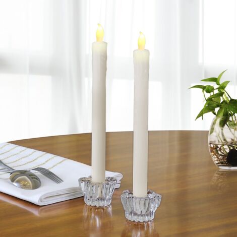  Candele Da Tavolo Set Da 12 Candele LED Con Porta Candele In Vetro Fiamma Tremolante A Batteria Ø 2,1x26 Cm Candele Elettriche Candele Per Candelabro Candele Lunghe