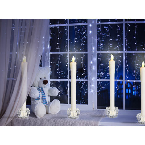  Candele Da Tavolo Set Da 12 Candele LED Con Porta Candele In Vetro Fiamma Tremolante A Batteria Ø 2,1x26 Cm Candele Elettriche Candele Per Candelabro Candele Lunghe