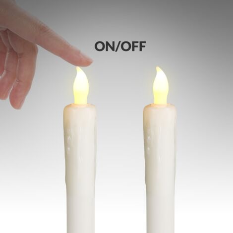  Candele Da Tavolo Set Da 12 Candele LED Con Porta Candele In Vetro Fiamma Tremolante A Batteria Ø 2,1x26 Cm Candele Elettriche Candele Per Candelabro Candele Lunghe