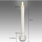  Candele Da Tavolo Set Da 12 Candele LED Con Porta Candele In Vetro Fiamma Tremolante A Batteria Ø 2,1x26 Cm Candele Elettriche Candele Per Candelabro Candele Lunghe