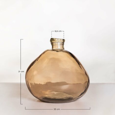  SKLUM Vaso In Vetro Riciclato 33 Cm Jound Marrone Grano