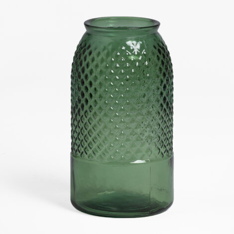  SKLUM Vaso In Vetro Riciclato 27,5 Cm Dinte Verde Felce