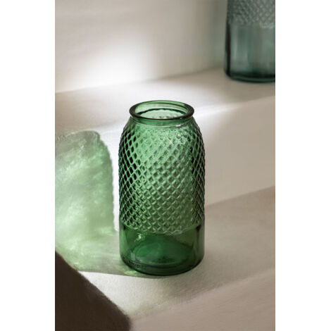  SKLUM Vaso In Vetro Riciclato 27,5 Cm Dinte Verde Felce