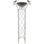  Vasca Per Uccelli Con Supporto Vaschetta Per Uccellini, Griglia Per Viticci Con Picchetto A Terra Resistente Al Gelo Marrone Antico, 19 Cm LxA 30x82 Cm, Giardino