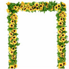  Ghirlanda Di Girasole Artificiale 4 Pezzi, Vite Di Girasole Di Seta, Fiori Artificiali Con Foglie Verdi, Decorazione Della Tavola Di Nozze