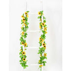  Ghirlanda Di Girasole Artificiale 4 Pezzi, Vite Di Girasole Di Seta, Fiori Artificiali Con Foglie Verdi, Decorazione Della Tavola Di Nozze