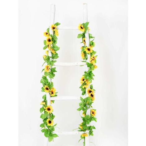  Ghirlanda Di Girasole Artificiale 4 Pezzi, Vite Di Girasole Di Seta, Fiori Artificiali Con Foglie Verdi, Decorazione Della Tavola Di Nozze