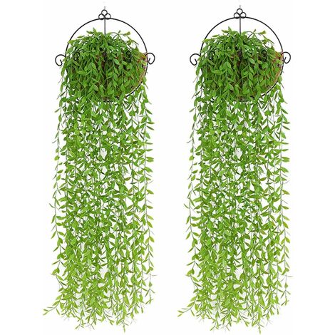  2pcs Pianta Artificiale Appesa, 95 Cm Piante Artificiali Edera Foglie Di Salice Piante Di Plastica, Matrimonio Giardino Appeso Pianta Di Vite Decorazione -A