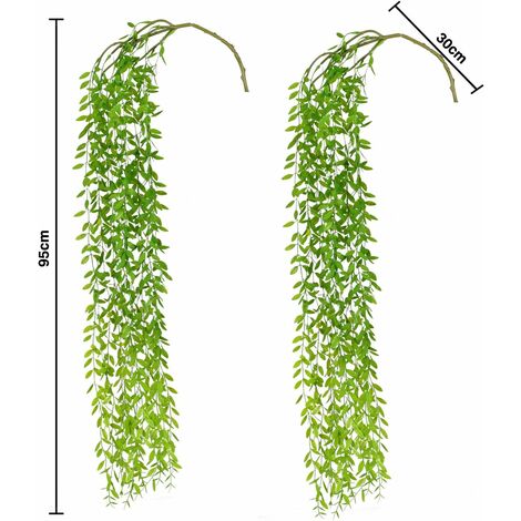  2pcs Pianta Artificiale Appesa, 95 Cm Piante Artificiali Edera Foglie Di Salice Piante Di Plastica, Matrimonio Giardino Appeso Pianta Di Vite Decorazione -A