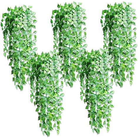  Piante Verdi Artificiali, 5 Pezzi Da 90 Cm Di Edera Finta Da Appendere Alla Decorazione Di Foglie Di Clorella Verde