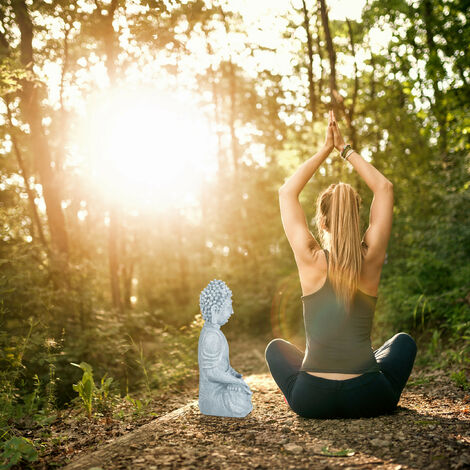  Relaxdays Statua Zen Del Buddha Seduto XL, 40 Cm, Feng Shui, Per Esterni, Da Giardino, Decorativa, Grigio Scuro