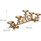  Relaxdays Portacandele Antico, A 5 Bracci, Candelabro, Shabby Chic, In Ghisa, Vintage, HxLxP: 20 X 59 X 9,5 Cm, Oro