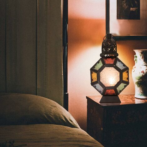  Lanterna Marocchina In Metallo Retrò, Portacandele In Ferro Portacandele Marocchino Per Giardino Esterno, Lanterna A Candela Lampada Candela Arredamento Orientale - Nero + Colorato