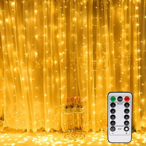  Tenda Luminosa LITZEE, Lucine Per Finestre 300 LED 3m × 3m, 8 Modalità Di Illuminazione, Atmosfera Per Decorazioni Natalizie, Matrimoni, Compleanni, Balcone, Terrazza, Camera Da Letto [Classe Energeti