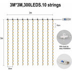  Tenda Luminosa LITZEE, Lucine Per Finestre 300 LED 3m × 3m, 8 Modalità Di Illuminazione, Atmosfera Per Decorazioni Natalizie, Matrimoni, Compleanni, Balcone, Terrazza, Camera Da Letto [Classe Energeti