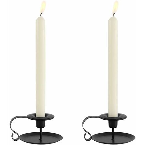  Portacandele 2 Pz, Candeliere Vintage In Ferro Battuto Con Manico E Vassoio Candelabri Retrò Decorazione Da Tavola Per San Valentino Natale Halloween Cerimonia Di Nozze Compleanno, Nero