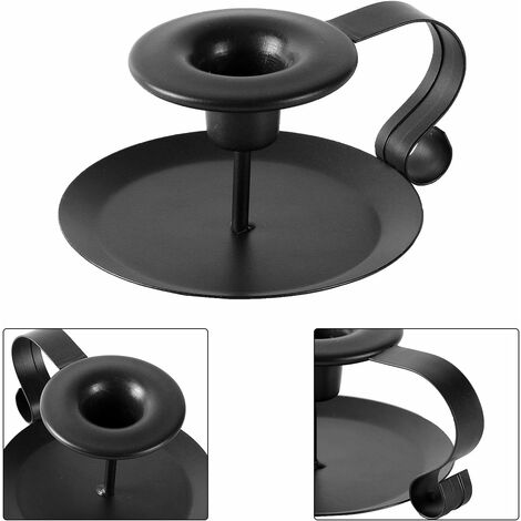  Portacandele 2 Pz, Candeliere Vintage In Ferro Battuto Con Manico E Vassoio Candelabri Retrò Decorazione Da Tavola Per San Valentino Natale Halloween Cerimonia Di Nozze Compleanno, Nero