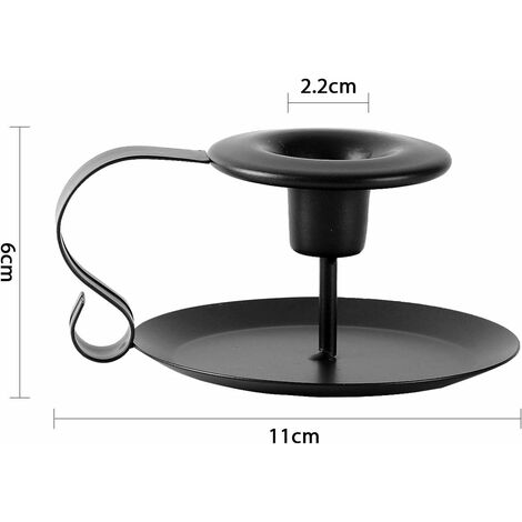  Portacandele 2 Pz, Candeliere Vintage In Ferro Battuto Con Manico E Vassoio Candelabri Retrò Decorazione Da Tavola Per San Valentino Natale Halloween Cerimonia Di Nozze Compleanno, Nero