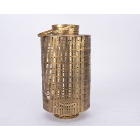 Decoris LANTERNA A CILINDRO IN FERRO ORO 51CM TRAFORATA