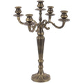  Candelabro Antichizzato Brunito 5 Fuochi Braccia Candeliere Portacandele Laryn - Altezza: 52 Cm