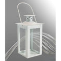  Trade Shop - Porta Candela Lanterna Bianca Vetro Metallo Bomboniera Matrimonio Camino 87360