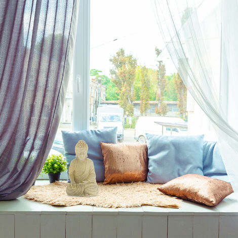  Relaxdays Statua Zen Del Buddha Seduto XL, 40 Cm, Feng Shui, Per Ambienti Esterni, Da Giardino, Decorativa, Sabbia