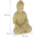  Relaxdays Statua Zen Del Buddha Seduto XL, 40 Cm, Feng Shui, Per Ambienti Esterni, Da Giardino, Decorativa, Sabbia