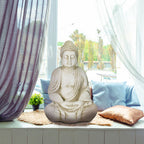  Relaxdays Buddha, Figura Da Giardino, Resistente Alle Intemperie, Buddha Seduto, In Poliresina, HLP 70x45x35 Cm, Crema