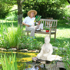  Relaxdays Buddha, Figura Da Giardino, Resistente Alle Intemperie, Buddha Seduto, In Poliresina, HLP 70x45x35 Cm, Crema