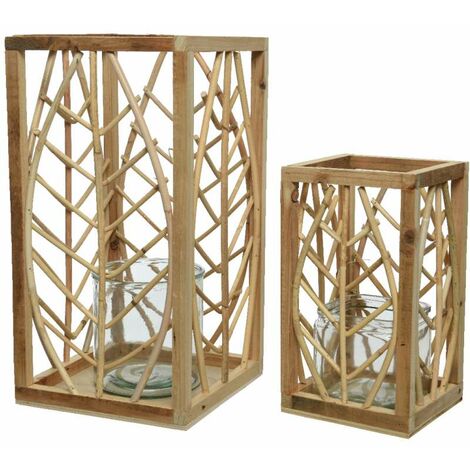  Lanterna In Rattan 17x H30cm Colore Naturale