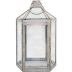  Rebecca Mobili Lanterna Portacandela Bianca Grande Shabby In Metallo E PVC Da Interno Esterno