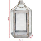 Rebecca Mobili Lanterna Portacandela Bianca Grande Shabby In Metallo E PVC Da Interno Esterno