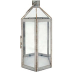  Rebecca Mobili Lanterna Portacandela Bianca Grande Shabby In Metallo E PVC Da Interno Esterno