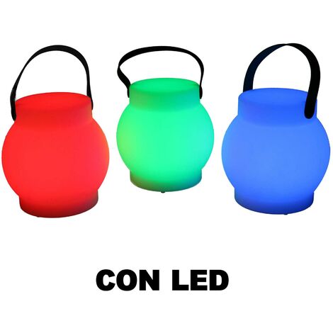  Lampada Led Plastica Ricaricabile Multicolor Tondo Cmø15h15
