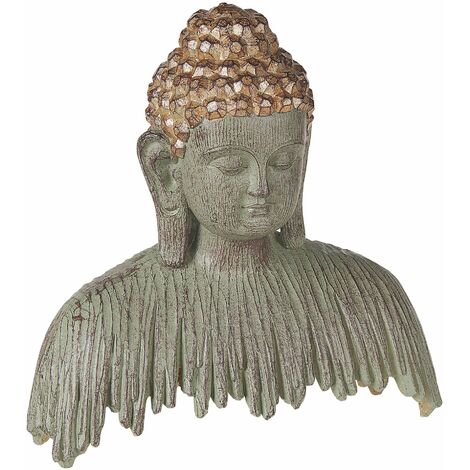  Statuetta Decorativa Grigio E Dorata Poliresina 23 Cm Buddha Anticato Ramdi