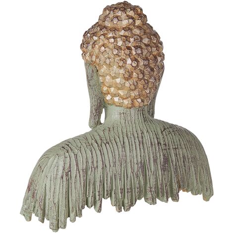  Statuetta Decorativa Grigio E Dorata Poliresina 23 Cm Buddha Anticato Ramdi