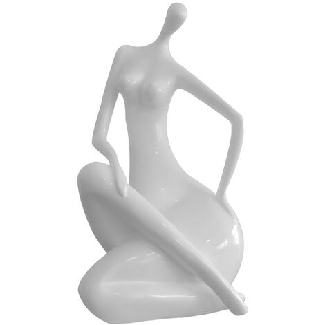  Statua Grande CARMEN In Resina Bianca - L35 X P32 X H60 Cm