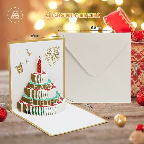  Biglietto Di Auguri Di Compleanno Musicale Invito Di Compleanno Biglietto Regalo Ragazza Uomo Ragazzo Donna Pop Up 3D Con Busta, Oro