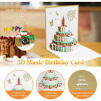  Biglietto Di Auguri Di Compleanno Musicale Invito Di Compleanno Biglietto Regalo Ragazza Uomo Ragazzo Donna Pop Up 3D Con Busta, Oro