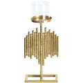  Portacandele Moderno In Metallo E Vetro Color Oro 47 Cm Nias