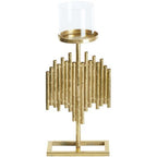  Portacandele Moderno In Metallo E Vetro Color Oro 47 Cm Nias